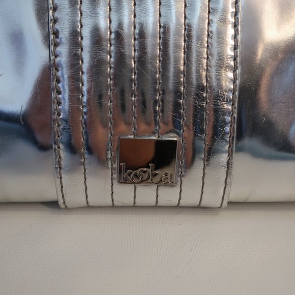 Womens Kooba Silver Chain Strap Leather Clutch Handbag * - Picture 8 of 16